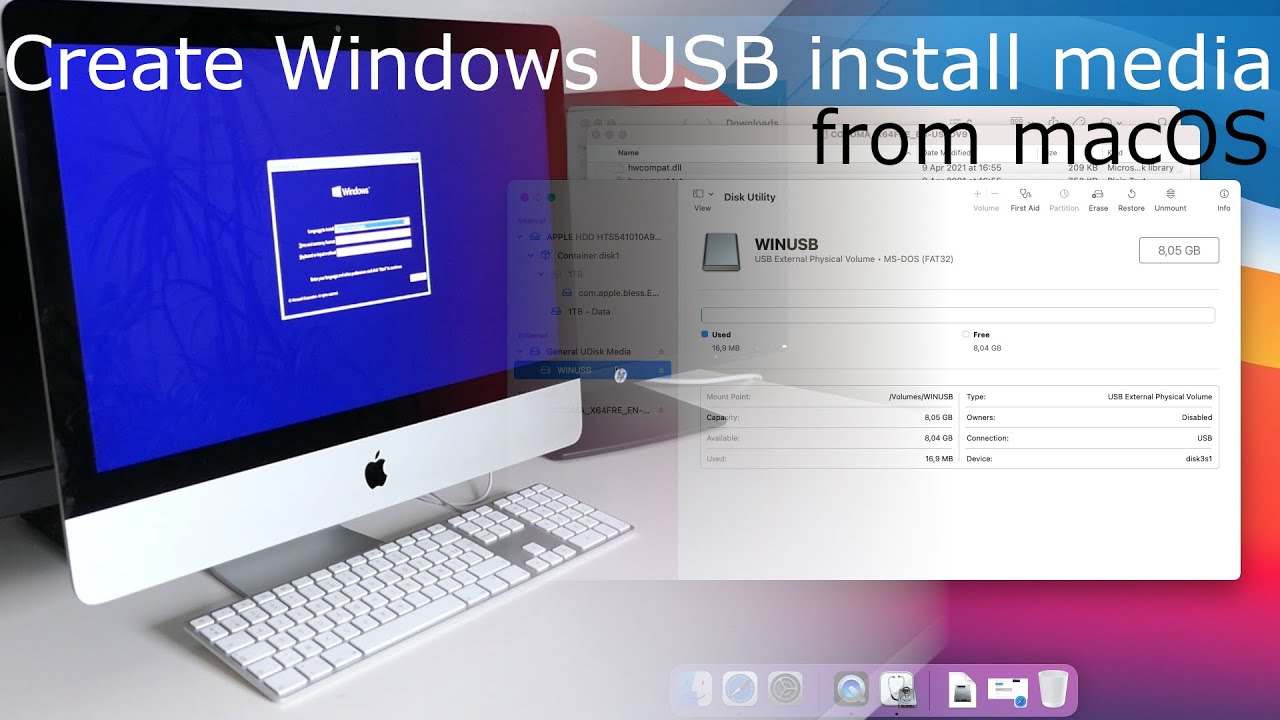 install windows 10 on a usb on a mac for a windows desktop